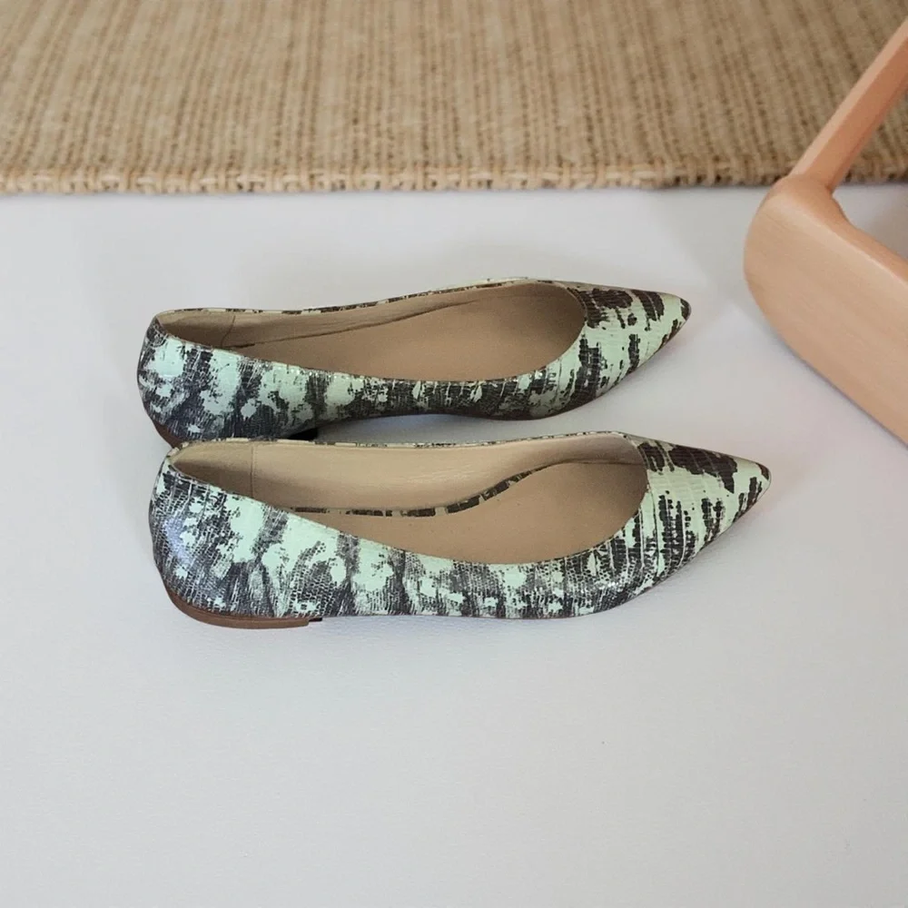 Loeffler Randall Green and Brown Patterned Flats - Picture 3 of 9